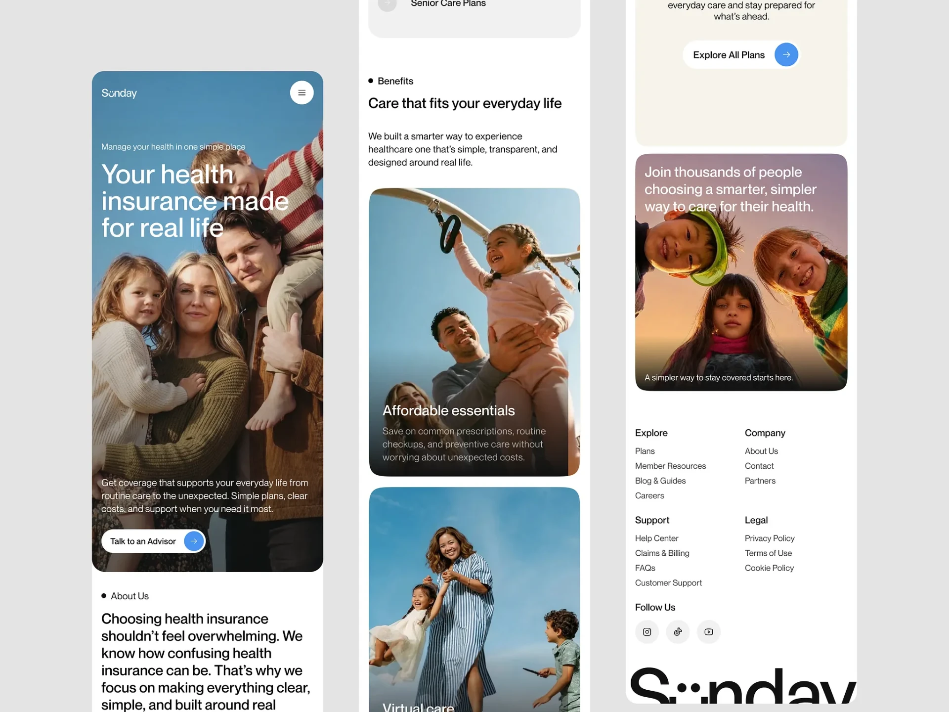 Full mobile flow, from hero through benefits to footer.